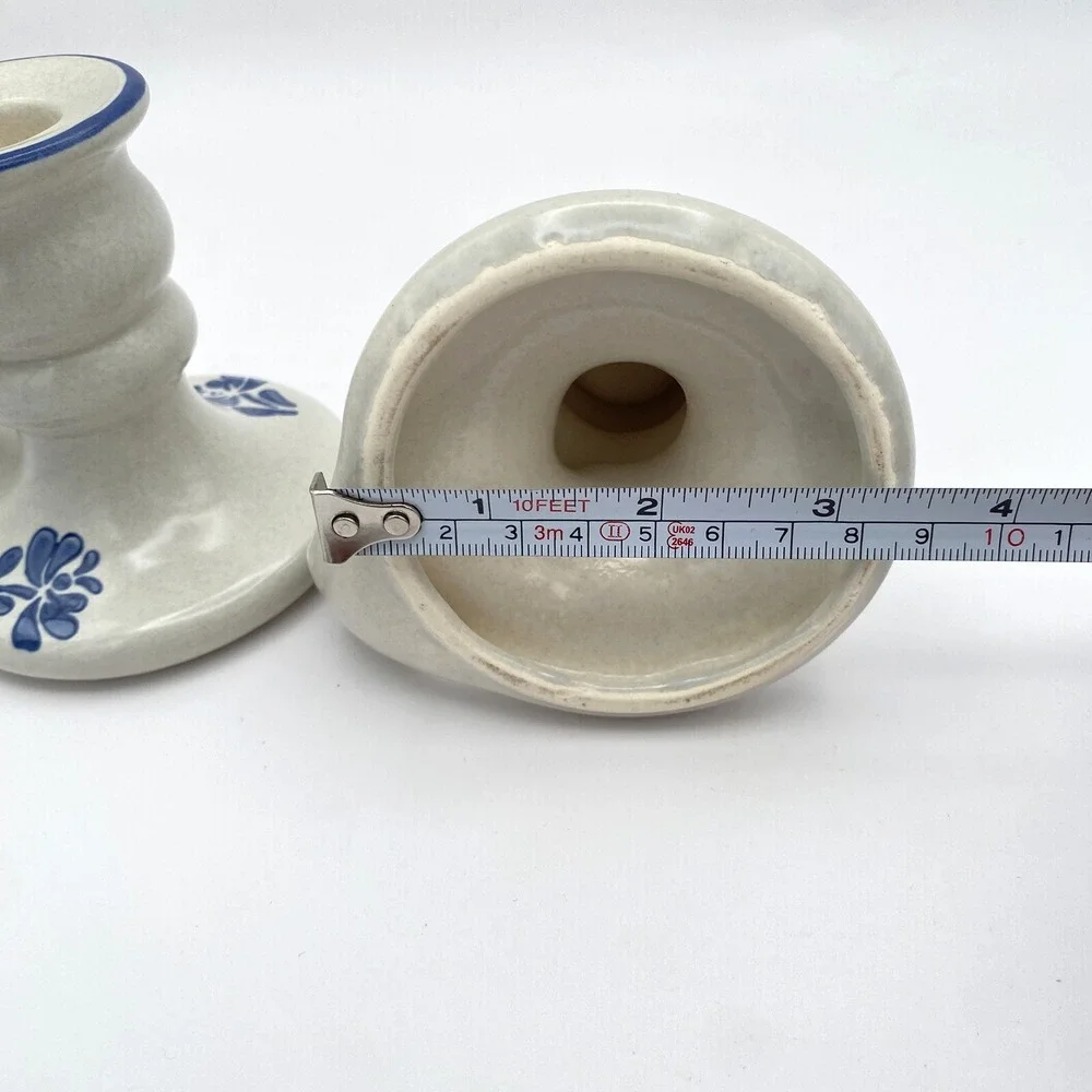 Pfaltzgraff Yorktowne 2 Taper Candlestick Holders Handles 3.5
